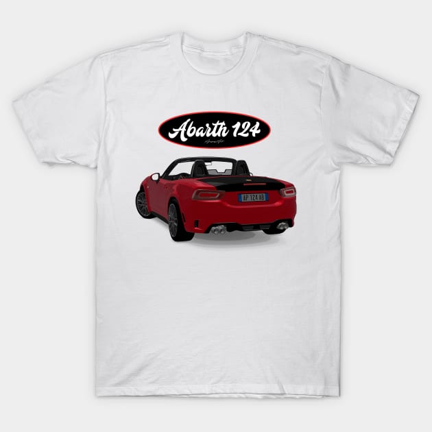 ABARTH 124 Rosso Back T-Shirt by PjesusArt